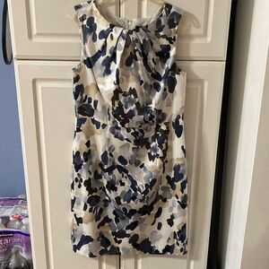 Ann Taylor Blue and Cream Patterned Mini Dress